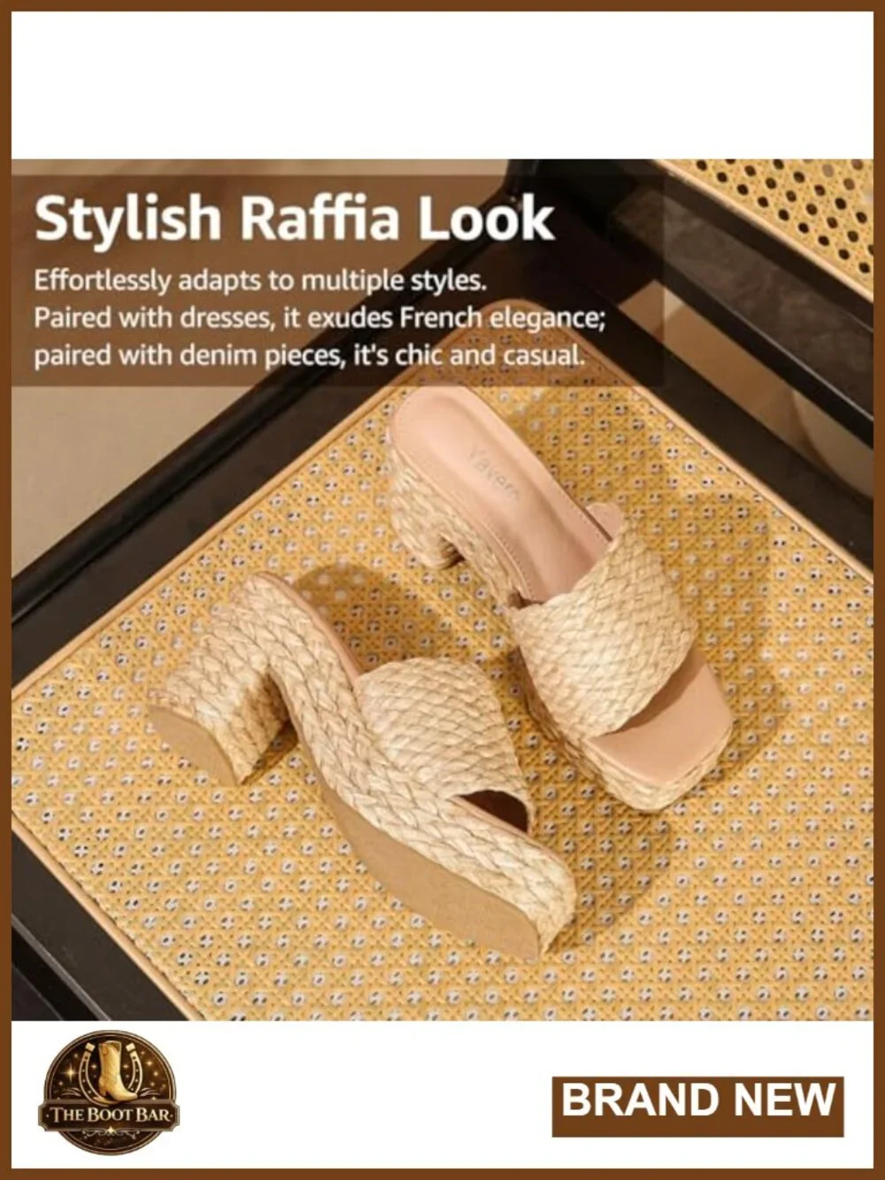 Raffia Espadrille Platform Sandals Woven Heels Square Toe Chunky Summer Wedges